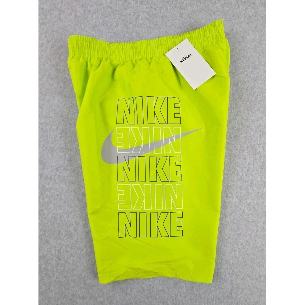 Nike Swim Boys Size Small Swimming Trunks Shorts Green Logo Bathing Suit NEW